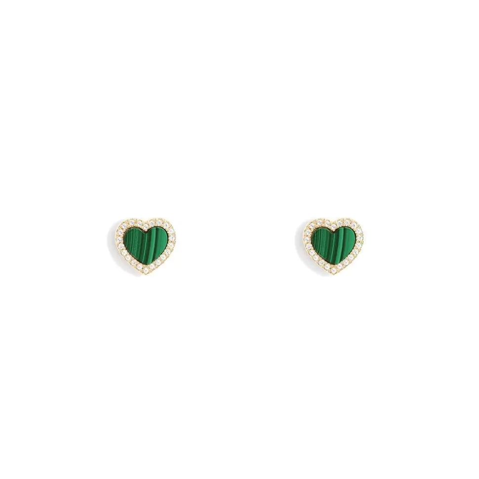 APM Monaco Malachite Heart Stud Earrings- Earrings