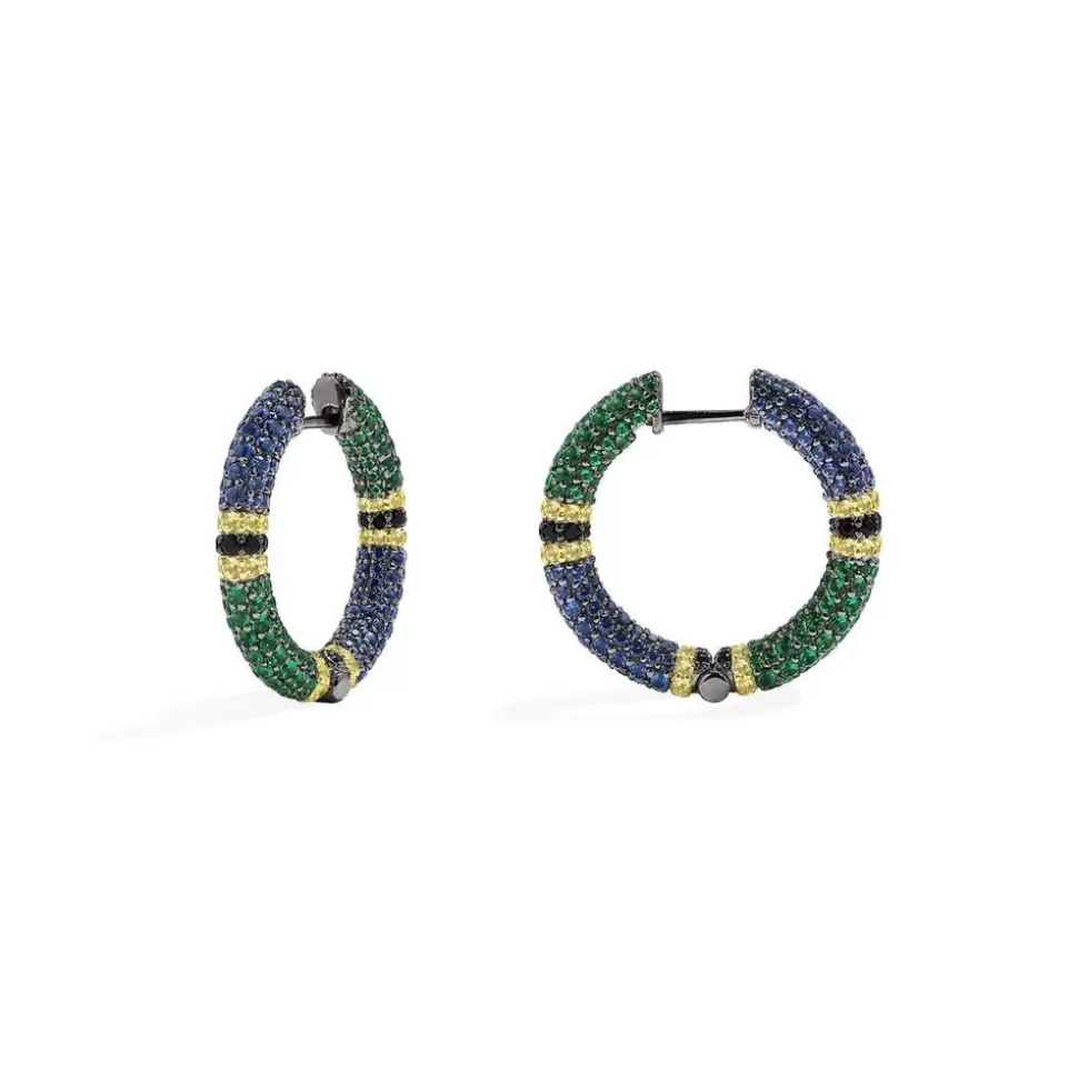 APM Monaco Multicolor Pave Hoop Earrings- Earrings