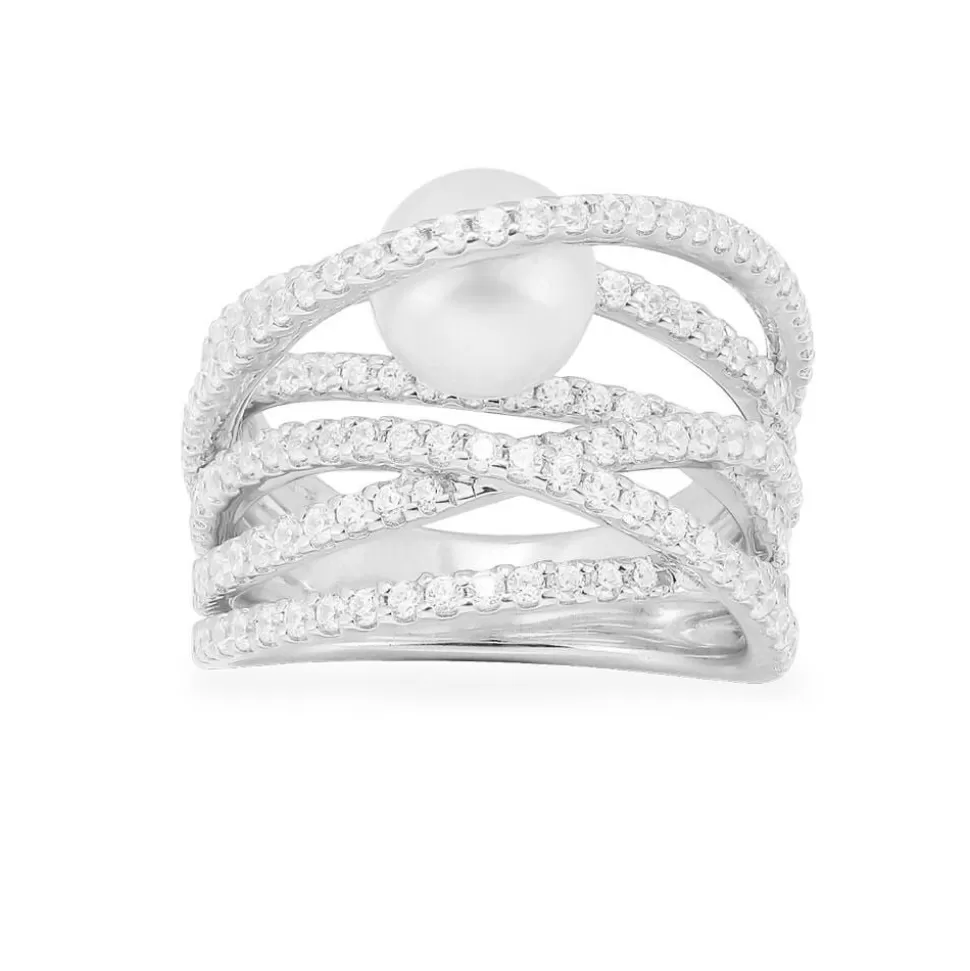 APM Monaco Multi-Hoop Ring With Inside Pearl- Rings