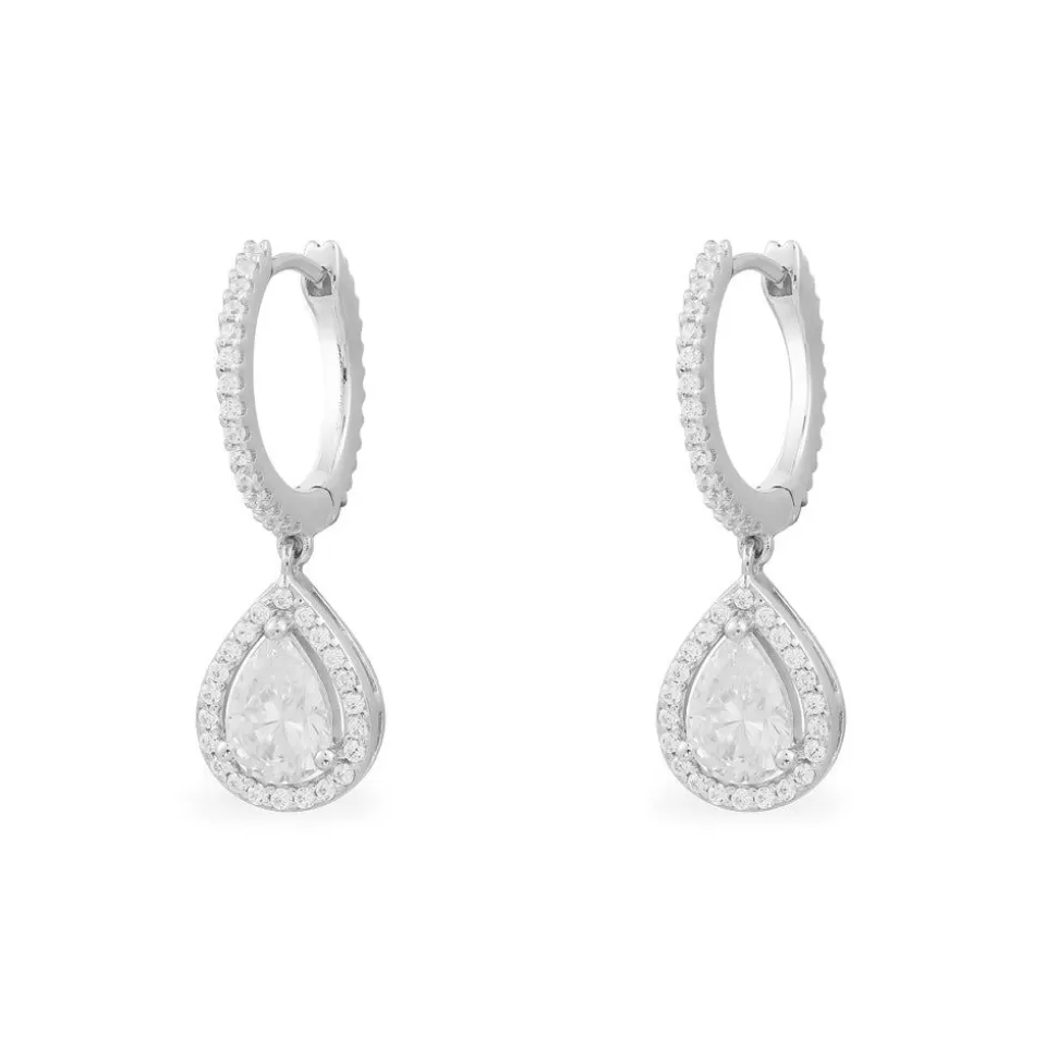 APM Monaco Pave Hoop Earring With Drop- Earrings