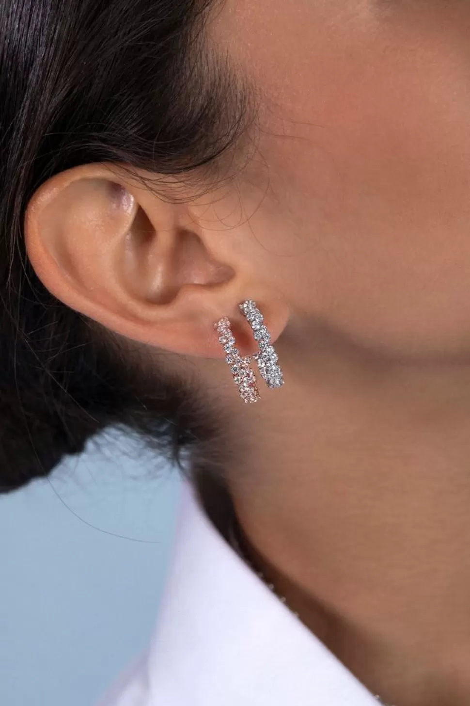 APM Monaco Pave Hoop Earrings- Earrings