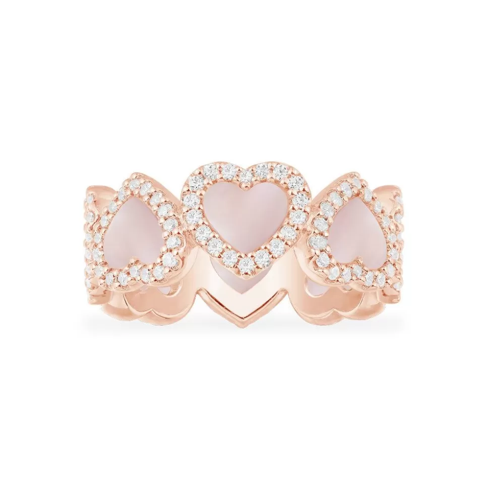 APM Monaco Pave Pink Nacre Full Heart Ring- Rings