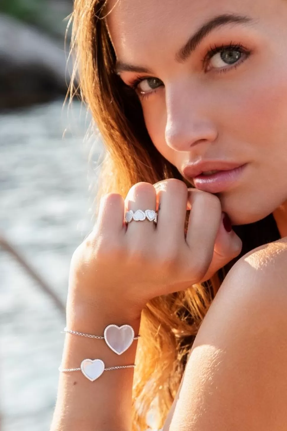 APM Monaco Pave White Nacre Full Heart Ring- Rings