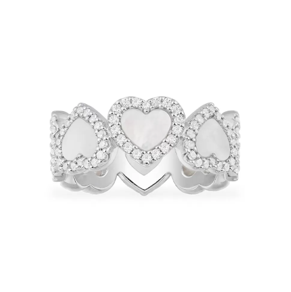 APM Monaco Pave White Nacre Full Heart Ring- Rings