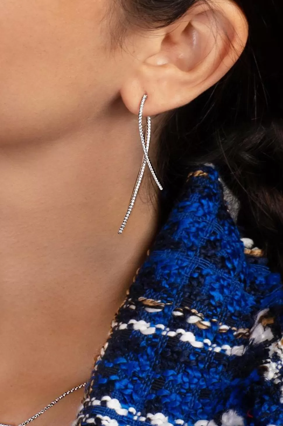 APM Monaco Paved Geometric Ear Jackets- Earrings