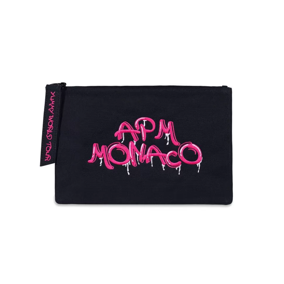 APM Monaco Pink Graffiti Clutch- Accessories