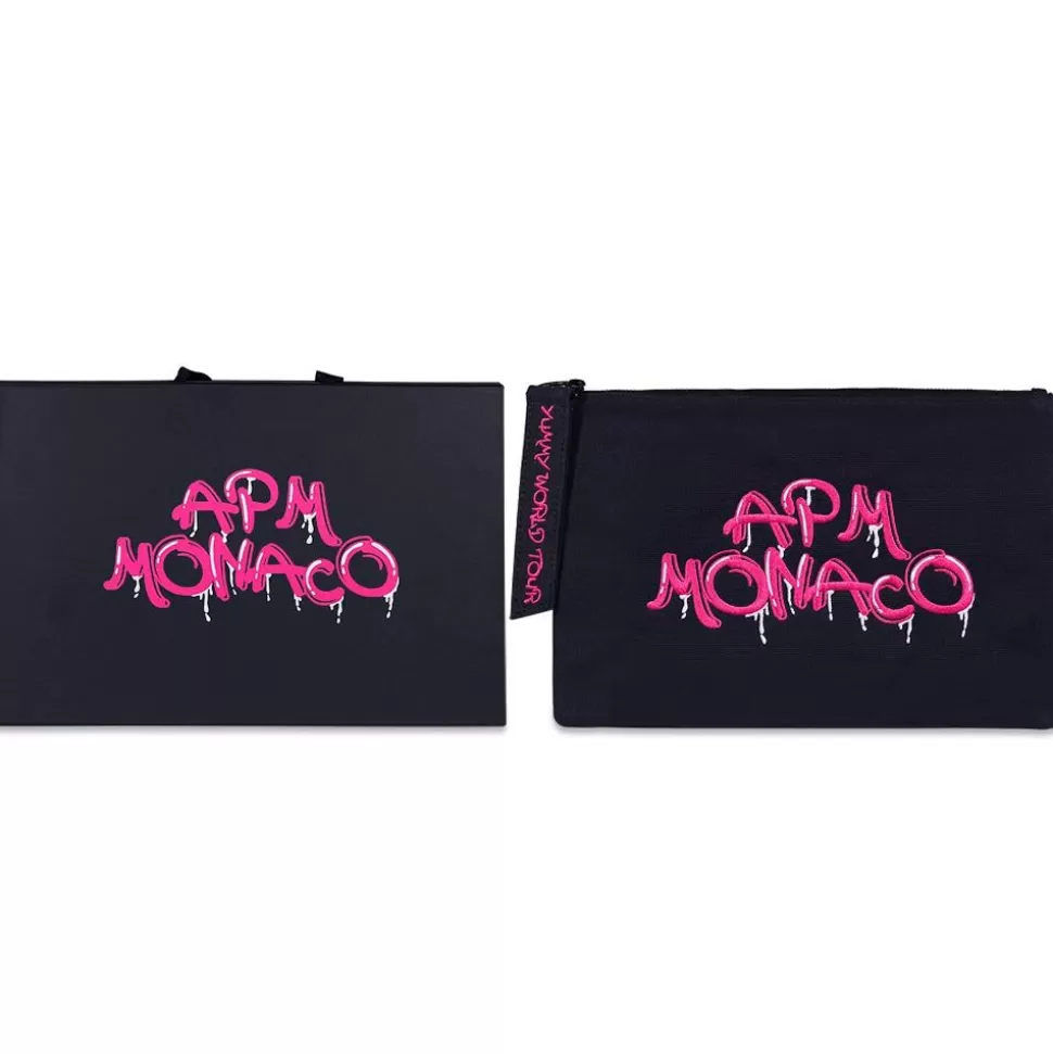 APM Monaco Pink Graffiti Clutch- Accessories