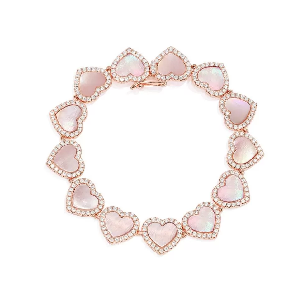 APM Monaco Pink Nacre Heart Bracelet- Bracelets