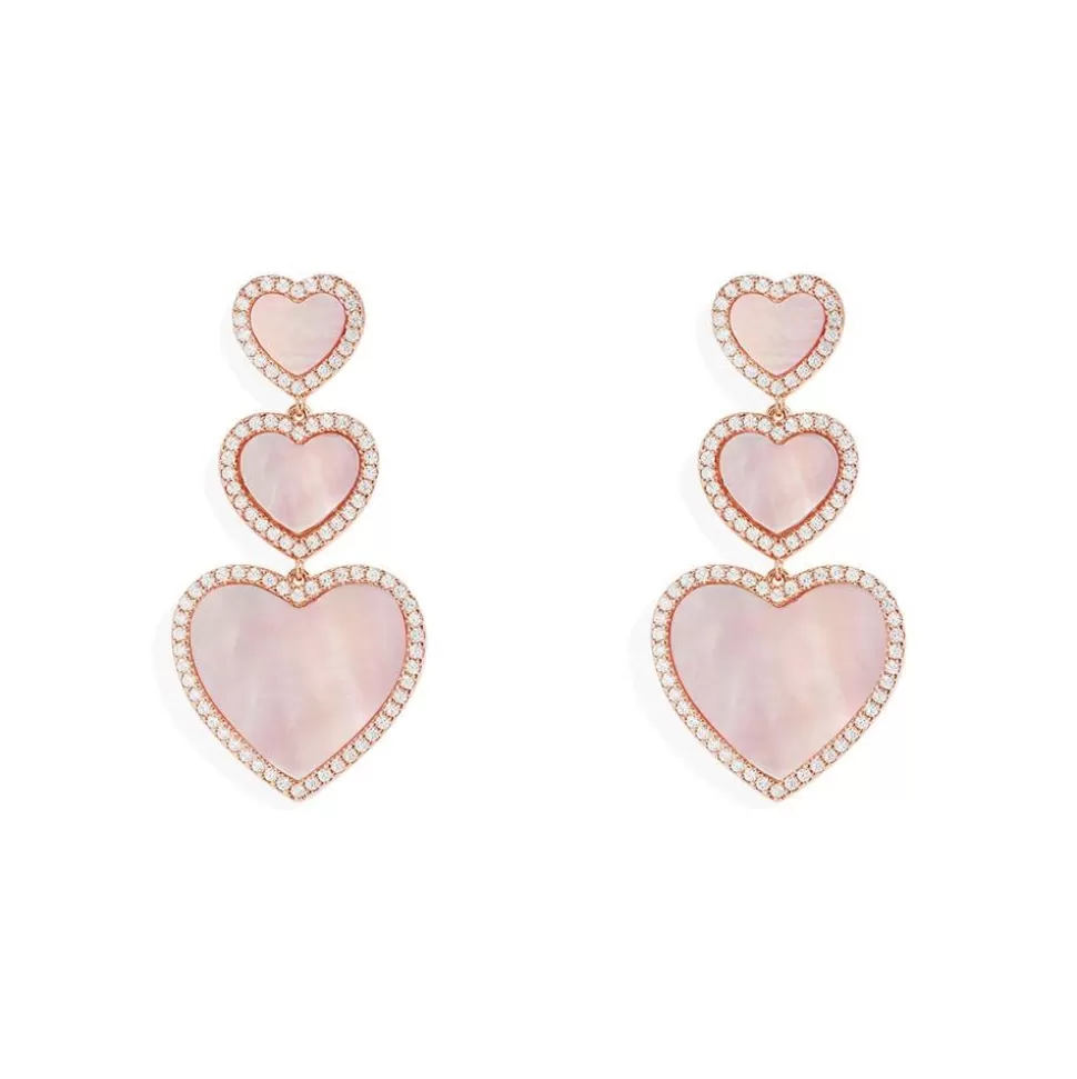 APM Monaco Pink Nacre Heart Earrings- Earrings