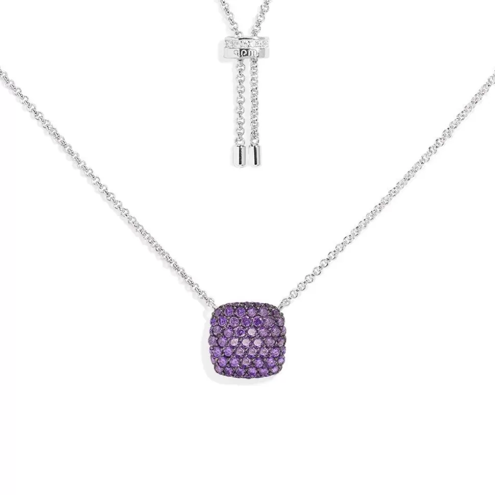 APM Monaco Purple Square Adjustable Necklace- Necklaces