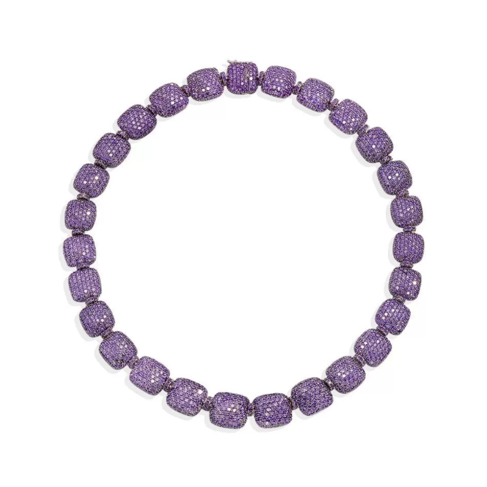 APM Monaco Purple Square Choker- Necklaces