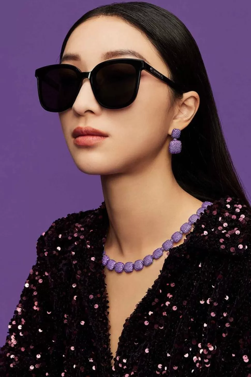 APM Monaco Purple Square Choker- Necklaces