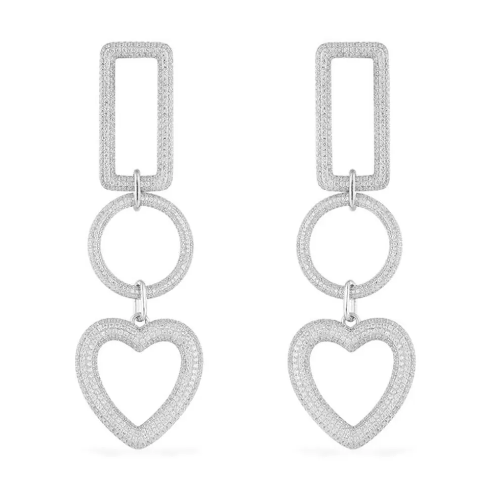 APM Monaco Rectangle Circle And Heart Drop Earring- Earrings