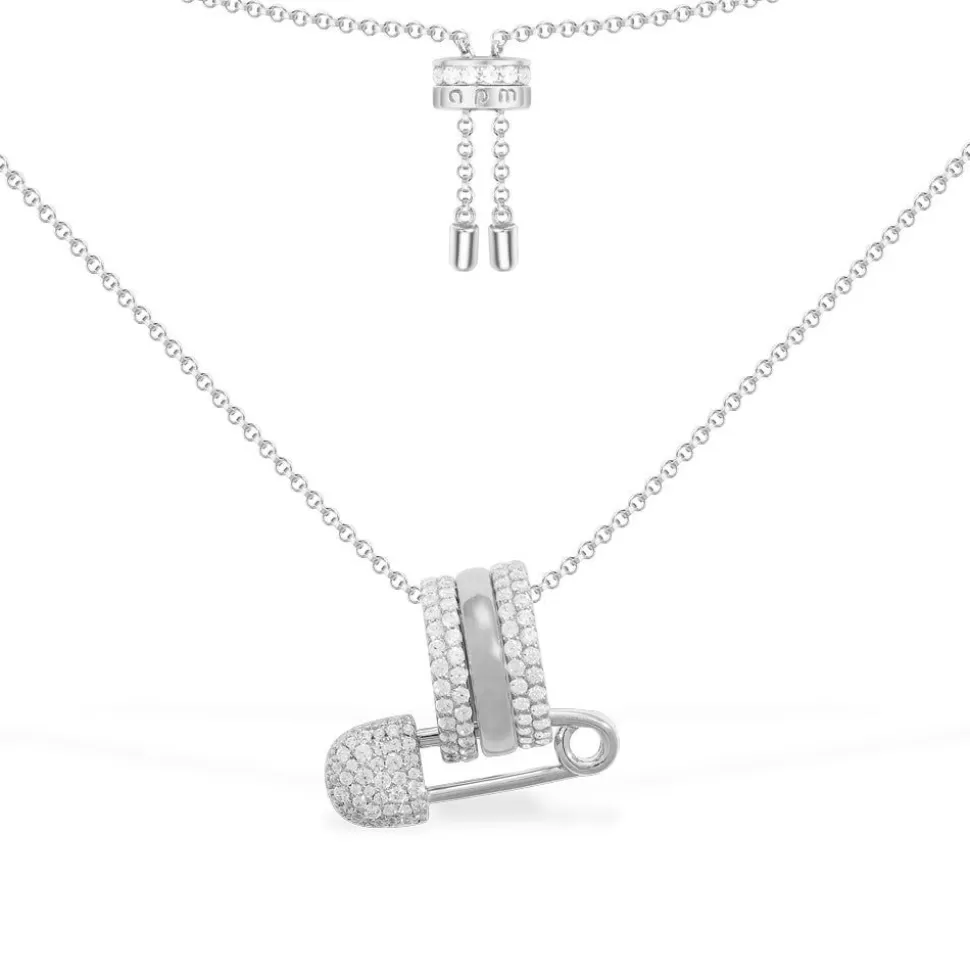 APM Monaco Safety Pin Adjustable Necklace- Necklaces