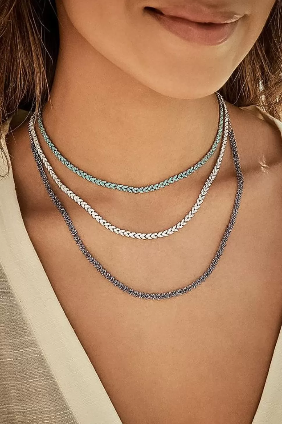 APM Monaco Silver Couture Adjustable Necklace- Necklaces