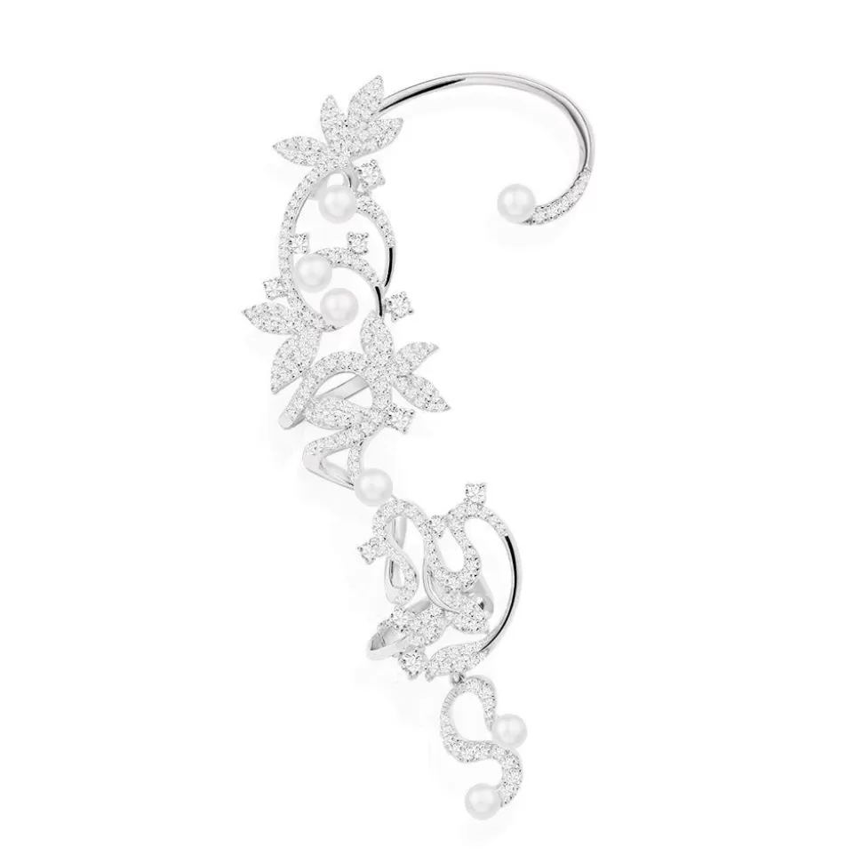 APM Monaco Single Flower Ear Cuff With Pearls- Earrings