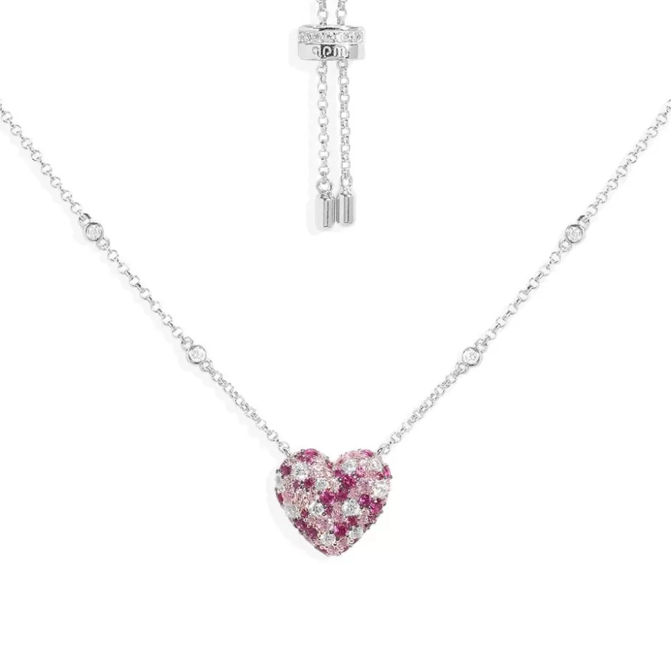 APM Monaco Small Fuchsia Heart Adjustable Necklace- Necklaces