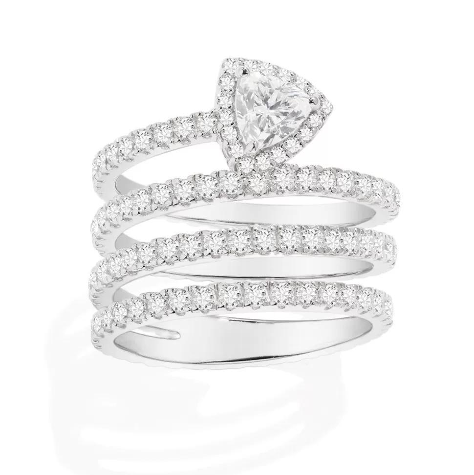 APM Monaco Triangle Multi-Hoop Pave Ring- Rings