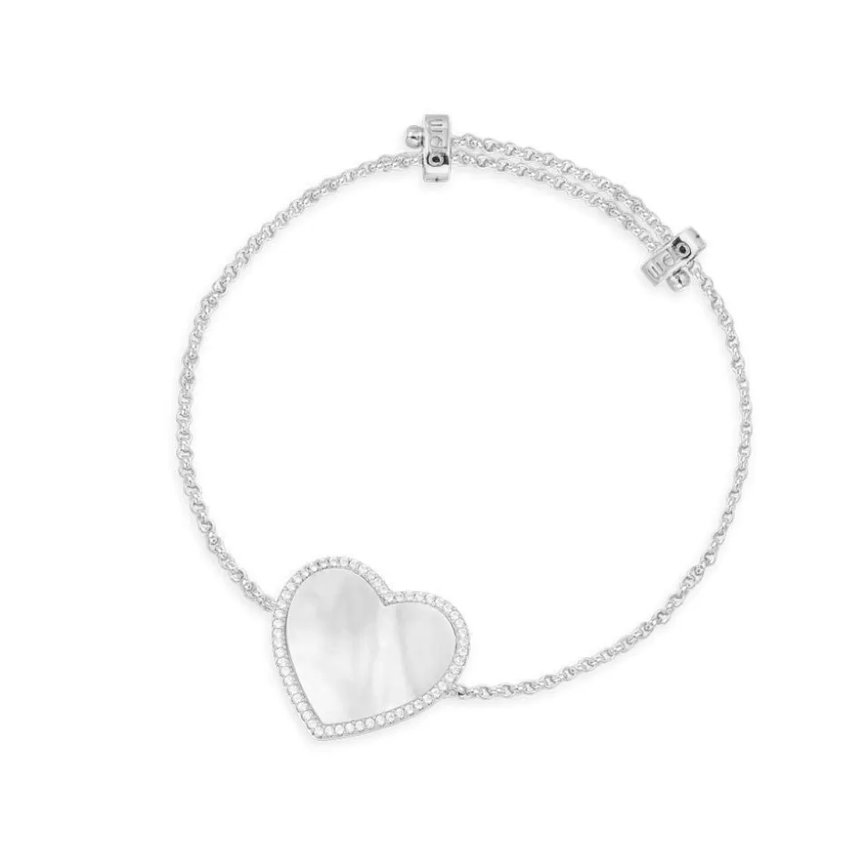 APM Monaco White Nacre Heart Adjustable Bracelet- Bracelets